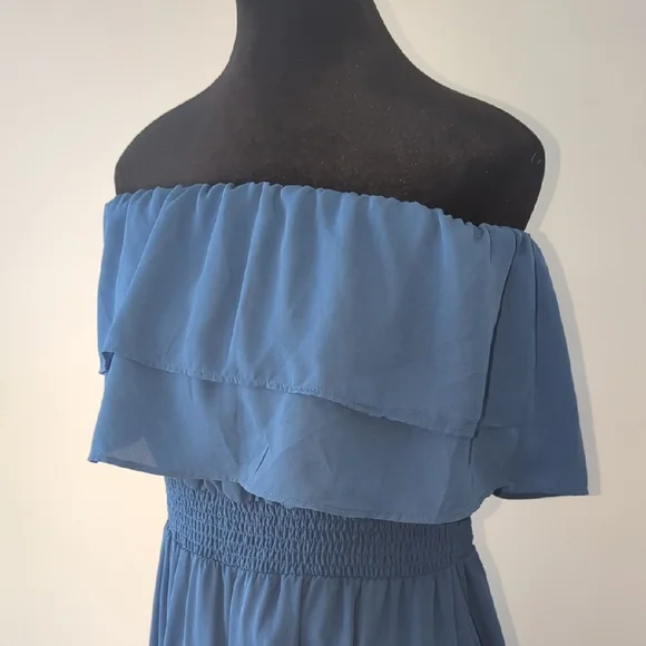 1. State Strapless Blue Maxi Dress Size Large - Picture 4 of 13